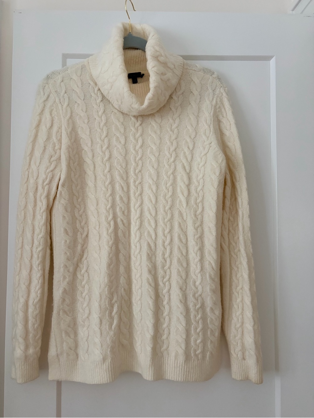Talbots Cream Cable-Knit Turtleneck Sweater
